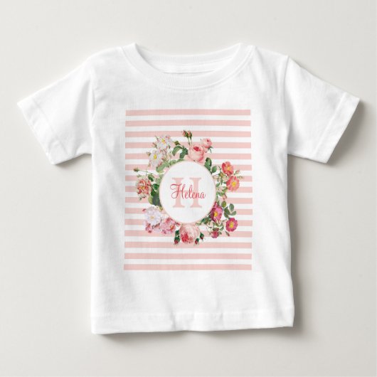 Monogram bloemen Roze Stripes (Voorkant)