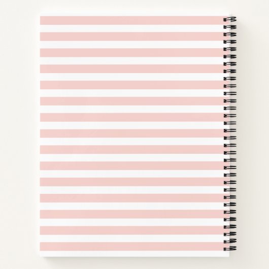 Monogram bloemen Roze Stripes Notitieboek (Achterkant)