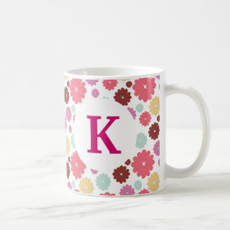 Monogram bloemen voor op maat gemaakte koffie Mok