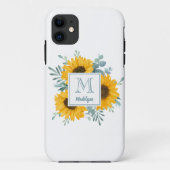 Monogram Bloemen Zonnebloem gepersonaliseerd Case-Mate iPhone Case (Achterkant)