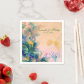 Monogram bloemenachtergrond blauw en beige servetten (Insitu)