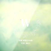 Monogram Bloemenkrans Familie Café Kantoor Raamsticker (Vel 3)