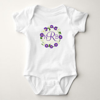 Monogram bloemenkrans Paarse Romper