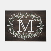 Monogram Bloemenkrans & Rustiek Hout Effect Deurmat (Voorkant)