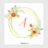 Monogram bloemenkrans sticker (Vel)
