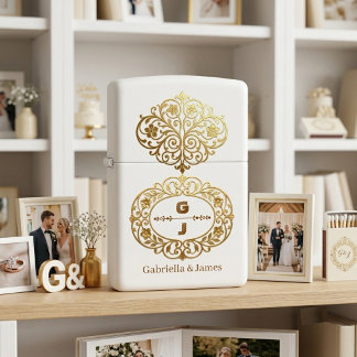 Monogram Bloemenkroon Goud Sierlijk Trouwpaar
