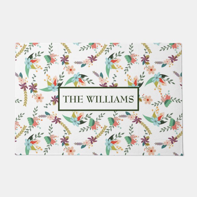 Monogram bloemenpatroon deurmat (Voorkant)