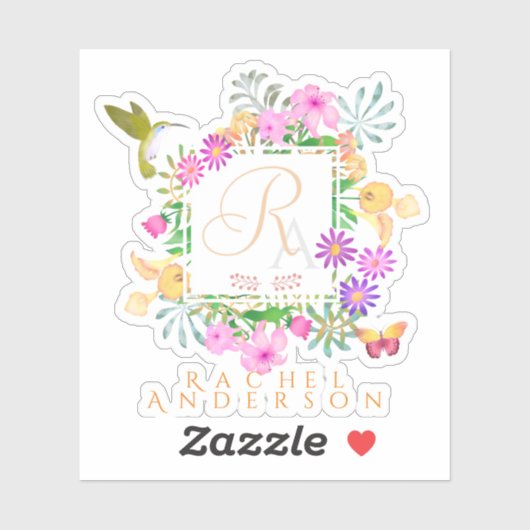 Monogram bloementuin sticker (Vel)
