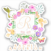 Monogram bloementuin sticker (Voorkant)