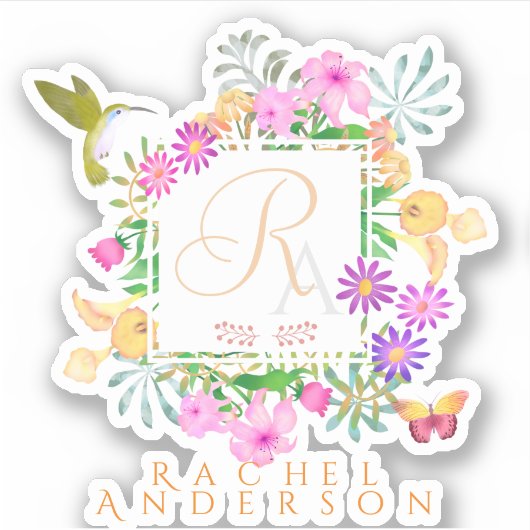 Monogram bloementuin sticker (Voorkant)
