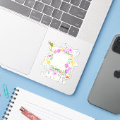 Monogram bloementuin sticker (Laptop met iPhone)