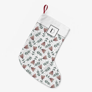 Monogram Bloemig Roze Bloemen Patroon Kleine Kerstsok