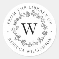 Monogram Bloemkrans uit de Bibliotheek Boekplaat