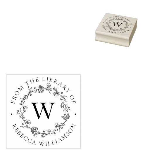 Monogram & Bloemkrans uit de Bibliotheek van het B Rubberstempel (Gestempeld)