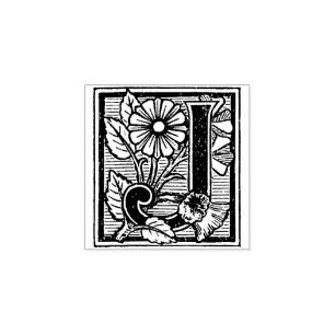 Monogram  bloemletter J Rubberstempel