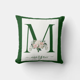 Monogram bloemletter M Kussen