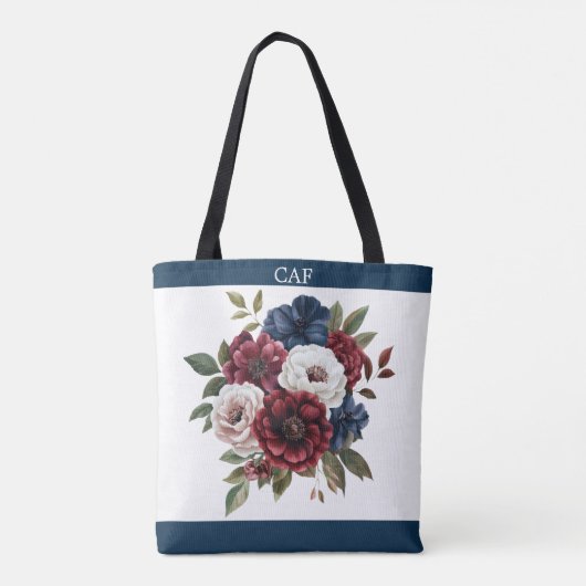 Monogram Bloemstuk bordeauxrood marineblauw wit Draagtas (Achterkant)