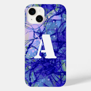 Monogram Blue Abstract Art Cool Case-Mate iPhone 14 Hoesje