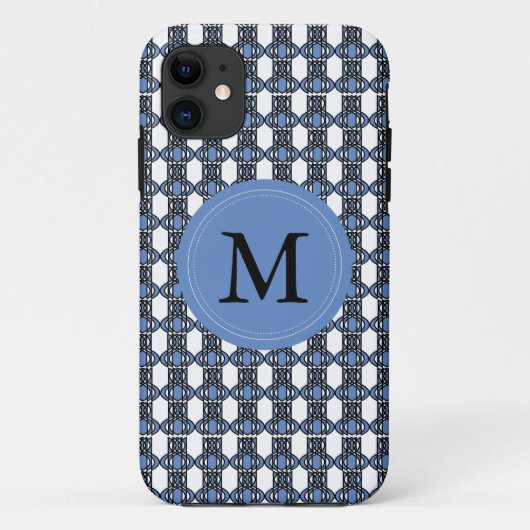 Monogram Blue Abstract Scarab Patroon Case-Mate iPhone Case (Achterkant)