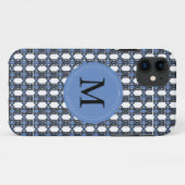 Monogram Blue Abstract Scarab Patroon Case-Mate iPhone Case (Achterkant (horizontaal))