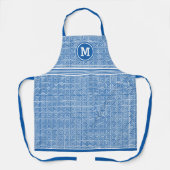 Monogram Blue Ancient Greek Key Meander Pattern Schort (Voorkant)