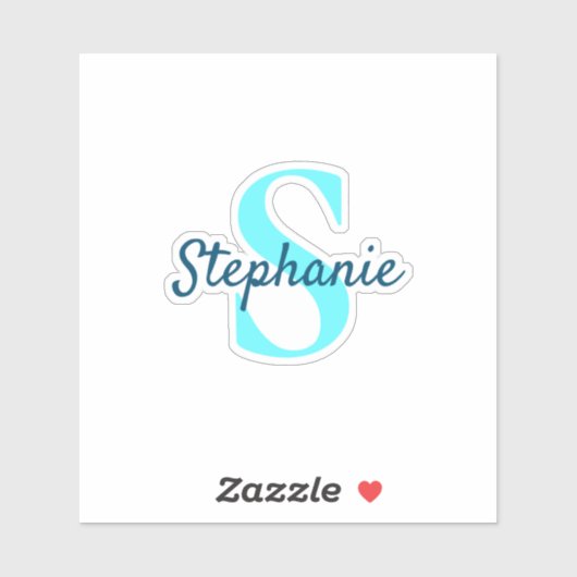 Monogram Blue Aqua Personalized Sticker (Vel)