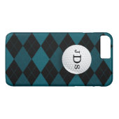 Monogram Blue Argyle, Golf Ball iPhone 7 Hoesje (Achterkant (Horizontaal))