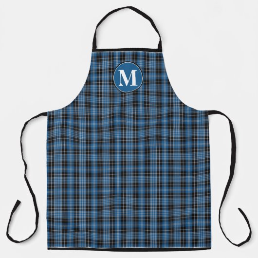 Monogram Blue Black Scottish Clark Tartan Pset Schort (Voorkant)