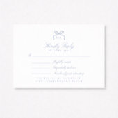 Monogram Blue Bow Wedding RSVP Card