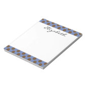 Monogram Blue Brown Cute Chic Polka Dot Patroon Notitieblok (Gedraaid)