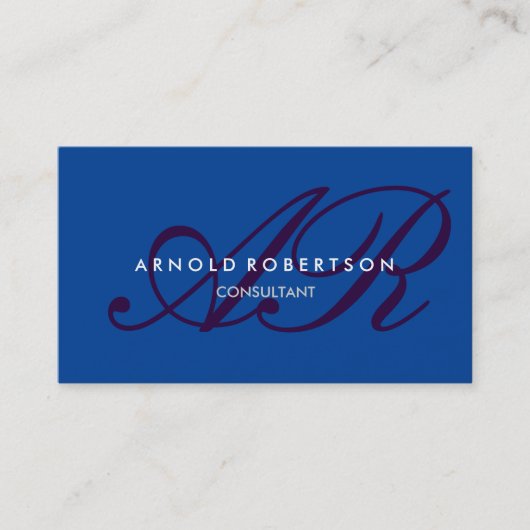 Monogram Blue Carte de visite tendance (Devant)