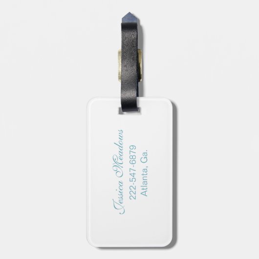 Monogram Blue Chevron Bagagelabel (Achterkant verticaal)