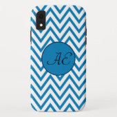 Monogram Blue Chevron Modern Case-Mate iPhone Case (Achterkant)