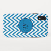 Monogram Blue Chevron Modern Case-Mate iPhone Case (Achterkant (horizontaal))