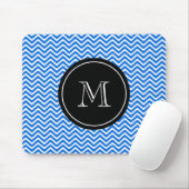 Monogram Blue Chevron Pattern Muismat (Met muis)