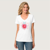 Monogram Blue Diamond Red Hearts T-shirt (Voorkant volledig)