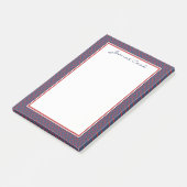 Monogram Blue en Red Quatrefoil Trellis Pattern Post-it® Notes (Schuin)