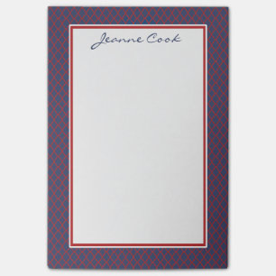 Monogram Blue en Red Quatrefoil Trellis Pattern Post-it® Notes