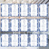 Monogram Blue Floral Script Seven 8 Names Kaart