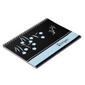 Monogram Blue Flower Pattern Spiral Notebook Notitieboek (Linkerzijde)