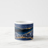 Monogram Blue Glitter Agate Marble Expresso Espresso Kop (Voorkant)