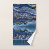 Monogram Blue Glitter Agate Pattern Trendy Bad Handdoek (Handdoek)
