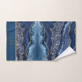 Monogram Blue Glitter Agate Pattern Trendy Bad Handdoek (Handdoek)