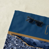 Monogram Blue Glitter Agate Pattern Trendy Strandlaken (In situ)