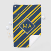 Monogram Blue Golden Yellow Striped Golfhanddoek (Insitu)