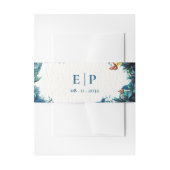 Monogram Blue Green Botanical Butterfly Wedding Uitnodigingen Wikkel (Voorkant Voorbeeld)