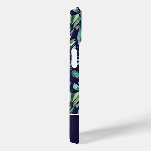 Monogram Blue Green Waterverf Botanisch Patroon Case-Mate iPhone Case (Achterkant / Rechts)