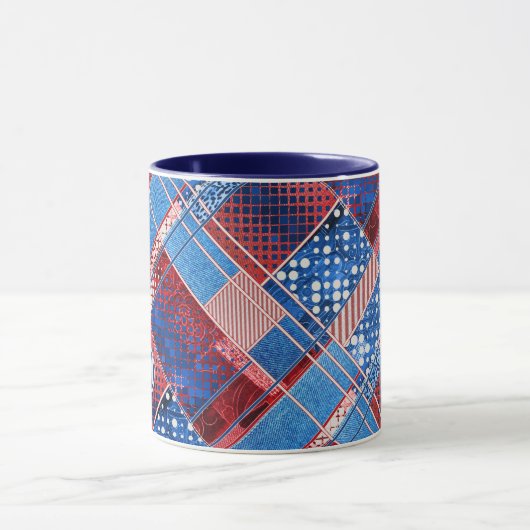 Monogram Blue Jeans Patchwork Patroonpatroon Mok (Midden)