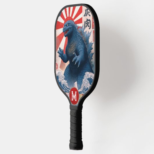 Monogram Blue Lizard Monster Retro Trendy Pickleball Paddle (Links)