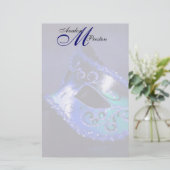 Monogram Blue Masquerade Mariage papeterie (Debout devant)